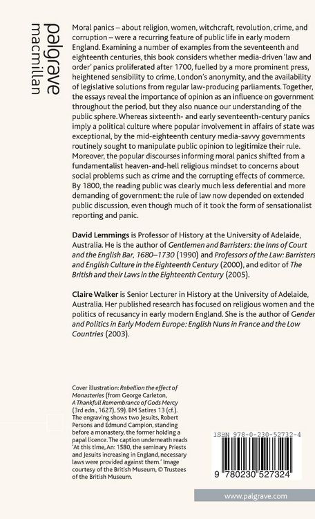 Produktbild: Moral Panics, the Media and the Law in Early Modern England