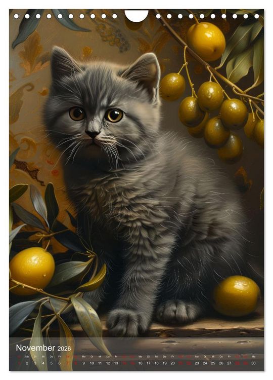 Produktbild: Katzen Kunstillustrationen (Wandkalender 2026 DIN A4 hoch), CALVENDO Monatskalender