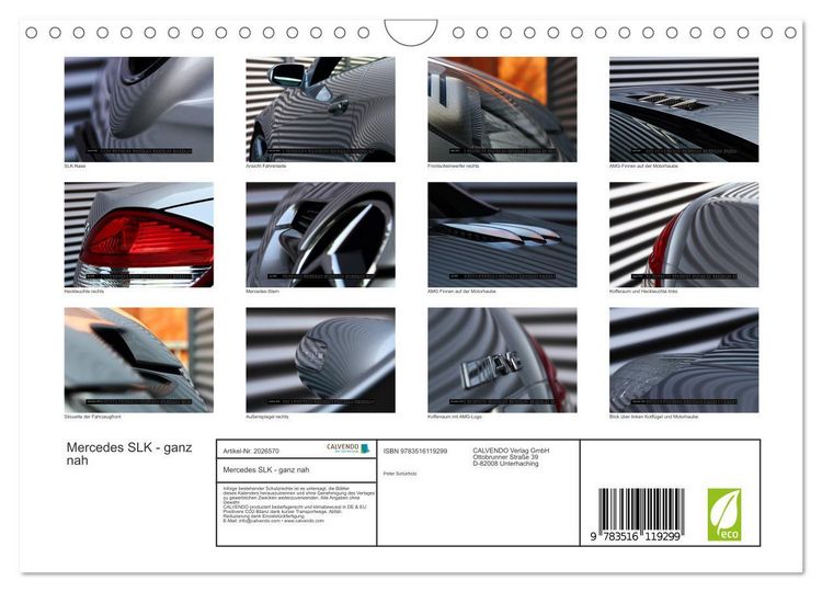 Produktbild: Mercedes SLK - ganz nah (Wandkalender 2026 DIN A4 quer), CALVENDO Monatskalender