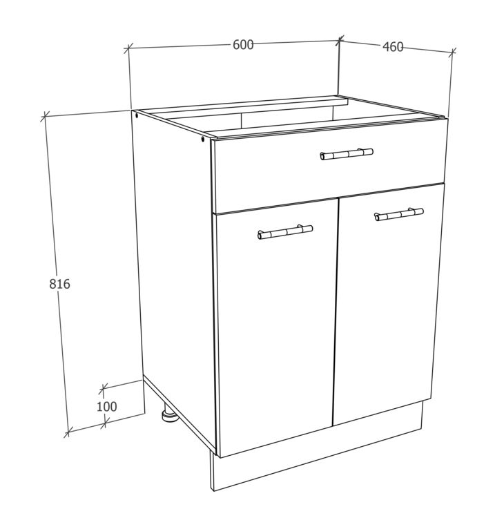 Produktbild: K&uuml;chenschrank B 60 cm Unterschrank Schublade Esilo