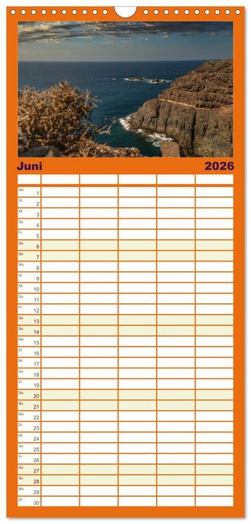 Produktbild: Familienplaner 2026 - Fuerteventura - Reise &uuml;ber die Vulkaninsel mit 5 Spalten (Wandkalender, 21 x 45 cm) CALVENDO