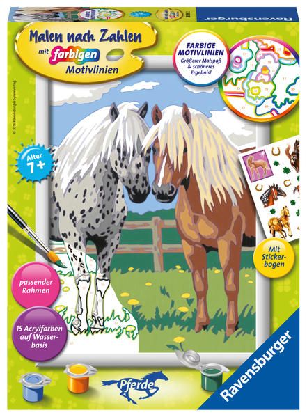 Ravensburger Kit Pittura Per Bambini – Stolzer Pegasus Con Glitter – Cornice Inclusa – Paint By Numbers Da 7 Anni
