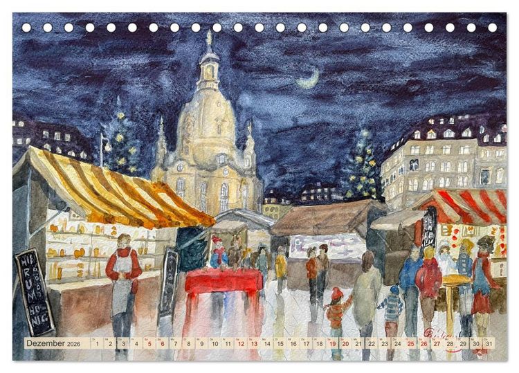 Produktbild: Dresden und das Elbtal - Ein Aquarellkalender von Claudia Pinkau (Tischkalender 2026 DIN A5 quer), CALVENDO Monatskalender