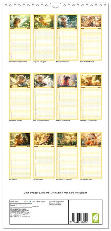 Produktbild: Familienplaner 2026 - Zauberhaftes Elfenland. Die duftige Welt der Naturgeister mit 5 Spalten (Wandkalender, 21 x 45 cm) CALVENDO