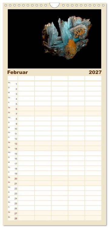 Produktbild: Familienplaner 2027 - MINERALIEN designed by nature mit 5 Spalten (Wandkalender, 21 x 45 cm) CALVENDO