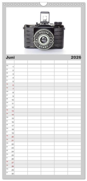 Produktbild: Familienplaner 2026 - Boxkameras - Kultiges und manchmal klobiges Design mit 5 Spalten (Wandkalender, 21 x 45 cm) CALVENDO