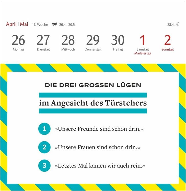 Produktbild: Die drei gro&szlig;en L&uuml;gen Premium-Postkartenkalender 2027 - 53 Postkarten mit am&uuml;santen Alltagsl&uuml;gen