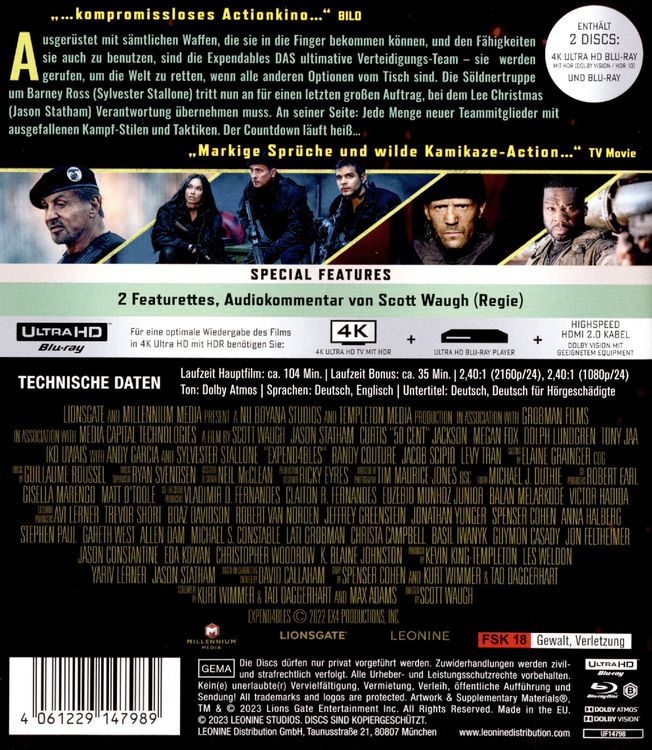 Produktbild: The Expendables 4 (4K Ultra HD) (+ Blu-ray)