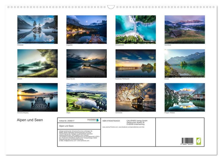 Produktbild: Alpen und Seen (Wandkalender 2026 DIN A2 quer), CALVENDO Monatskalender