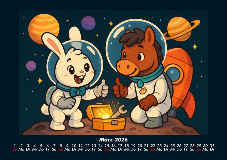 Produktbild: Bouncy & Huf - Im Weltraum 2026 Fotokalender DIN A4