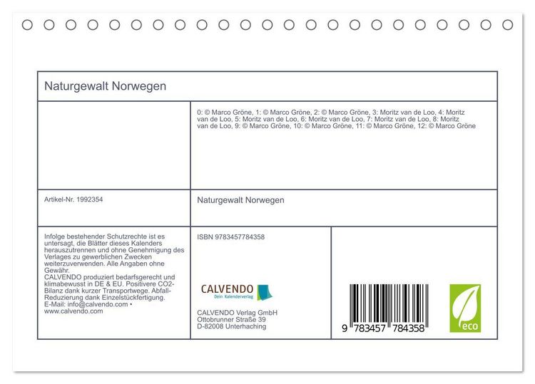 Produktbild: Naturgewalt Norwegen (Tischkalender 2026 DIN A5 quer), CALVENDO Monatskalender