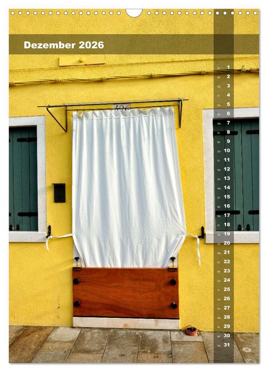 Produktbild: L'isola di Burano - Ein Spaziergang &uuml;ber die farbenfrohe Insel (Wandkalender 2026 DIN A3 hoch), CALVENDO Monatskalender