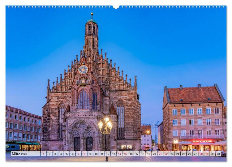 Produktbild: N&uuml;rnberg zur Blauen Stunde (Wandkalender 2026 DIN A2 quer), CALVENDO Monatskalender