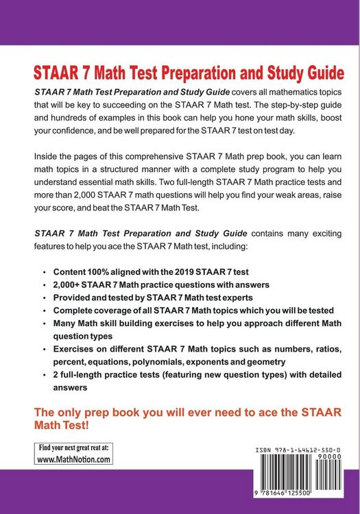 Produktbild: STAAR 7 Math Test Preparation and Study Guide