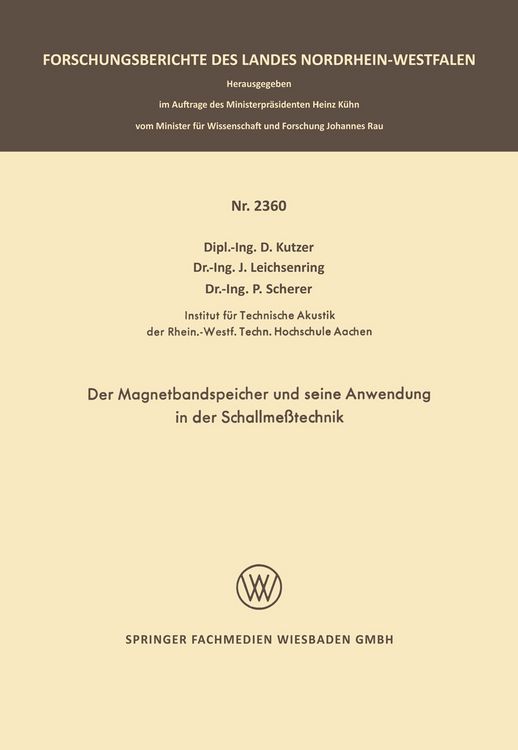 Produktbild: Der Magnetbandspeicher und seine Anwendung in der Schallme&szlig;technik
