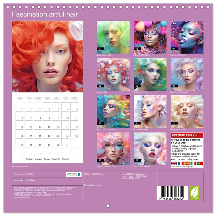 Produktbild: Fascination artful hair (Wall Calendar 2026 12 &times; 12 Inch) CALVENDO 12 Month Wall Calendar