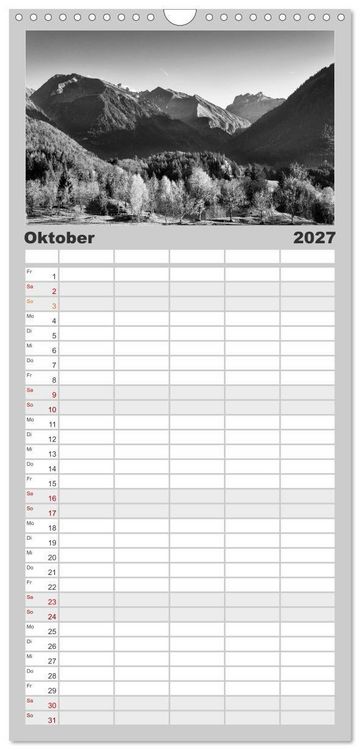 Produktbild: Familienplaner 2027 - Traumhafte Allg&auml;uer Alpen mit 5 Spalten (Wandkalender, 21 x 45 cm) CALVENDO