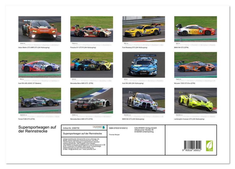 Produktbild: Supersportwagen auf der Rennstrecke (Wandkalender 2026 DIN A3 quer), CALVENDO Monatskalender