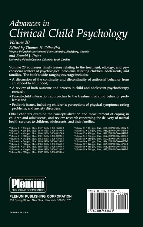 Produktbild: Advances in Clinical Child Psychology