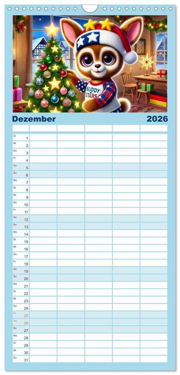 Produktbild: Familienplaner 2026 - Buddy Stars - Abenteuer f&uuml;r Kinder mit 5 Spalten (Wandkalender, 21 x 45 cm) CALVENDO