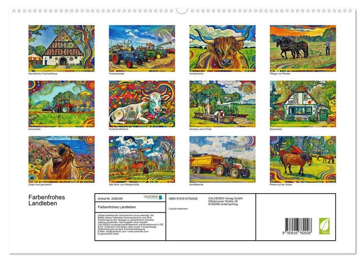 Produktbild: Farbenfrohes Landleben (hochwertiger Premium Wandkalender 2027 DIN A2 quer), Kunstdruck in Hochglanz