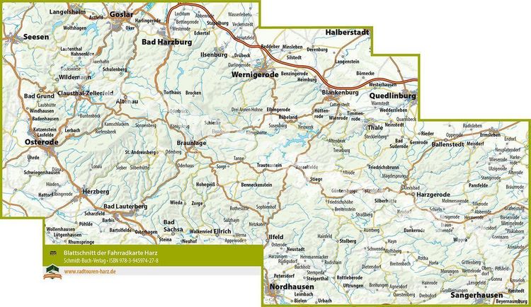 Produktbild: Fahrradkarte Harz