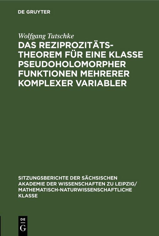 Produktbild: Das Reziprozit&auml;tstheorem f&uuml;r eine Klasse pseudoholomorpher Funktionen mehrerer komplexer Variabler