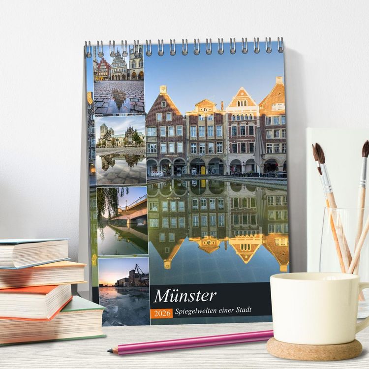 Produktbild: M&uuml;nster - Spiegelwelten einer Stadt (Tischkalender 2026 DIN A5 hoch), CALVENDO Monatskalender