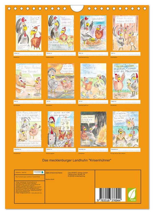 Produktbild: Das mecklenburger Landhuhn "Krisenh&uuml;hner" (Wandkalender 2026 DIN A4 hoch), CALVENDO Monatskalender