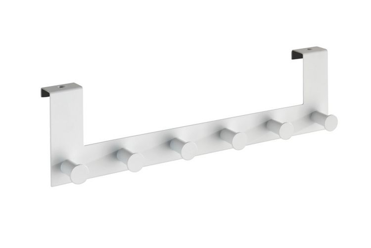 Produktbild: T&uuml;rgarderobe Mod. Celano Wei&szlig;, 6 Haken, f&uuml;r T&uuml;rfalzst&auml;rken bis 2 cm