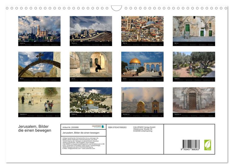 Produktbild: Jerusalem, Bilder die einen bewegen (Wandkalender 2026 DIN A3 quer), CALVENDO Monatskalender