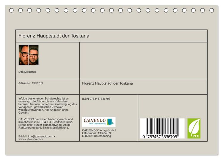 Produktbild: Florenz Hauptstadt der Toskana (Tischkalender 2026 DIN A5 quer), CALVENDO Monatskalender