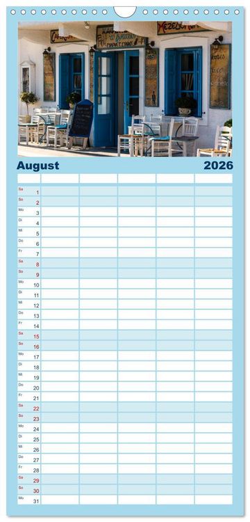 Produktbild: Familienplaner 2026 - Peloponnes - Einladung zum Chillen mit 5 Spalten (Wandkalender, 21 x 45 cm) CALVENDO
