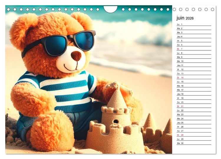 Produktbild: Un voyage enchant&eacute; au pays des oursons -Des oursons cr&eacute;&eacute;s par l'IA (Calendrier mural 2026 DIN A4 vertical), CALVENDO calendrier mensuel