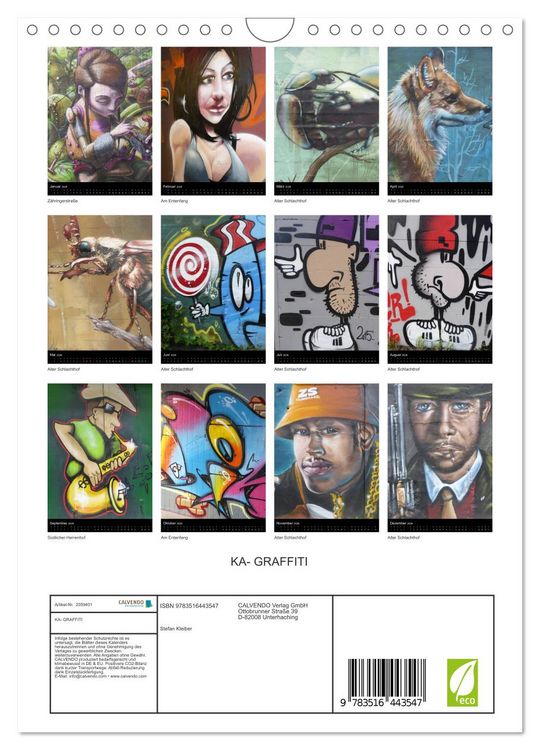 Produktbild: KA- GRAFFITI (Wandkalender 2026 DIN A4 hoch), CALVENDO Monatskalender