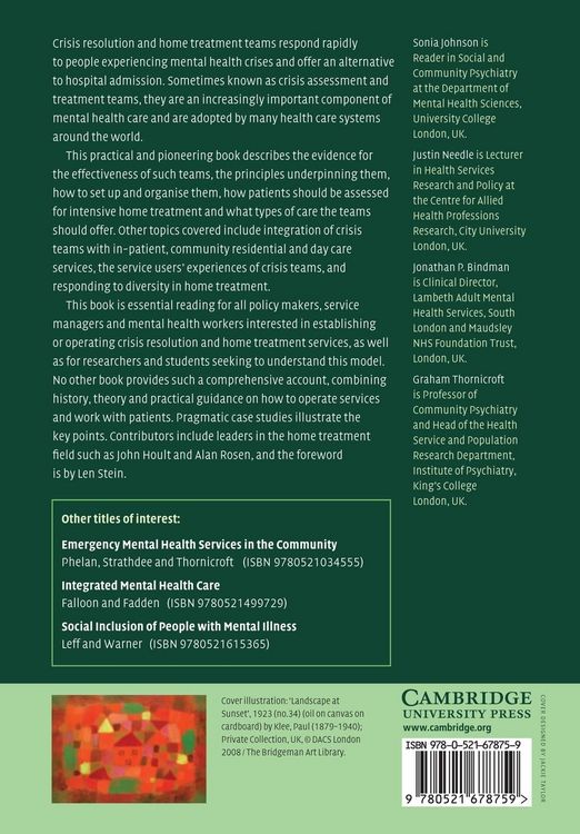 Produktbild: Crisis Resolution and Home Treatment in Mental Health