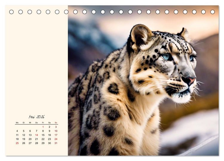 Produktbild: Im Reich der Schneeleoparden (Tischkalender 2026 DIN A5 quer), CALVENDO Monatskalender