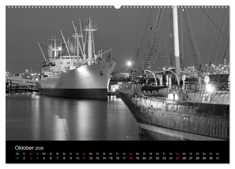 Produktbild: Hamburg monochrome Impressionen (hochwertiger Premium Wandkalender 2026 DIN A2 quer), Kunstdruck in Hochglanz