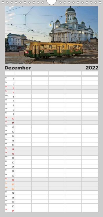 Produktbild: Durch die Welt mit der Stra&szlig;enbahn - Familienplaner hoch (Wandkalender 2022 , 21 cm x 45 cm, hoch)