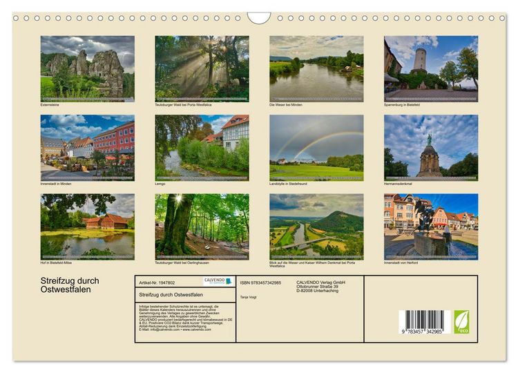 Produktbild: Streifzug durch Ostwestfalen (Wandkalender 2026 DIN A3 quer), CALVENDO Monatskalender