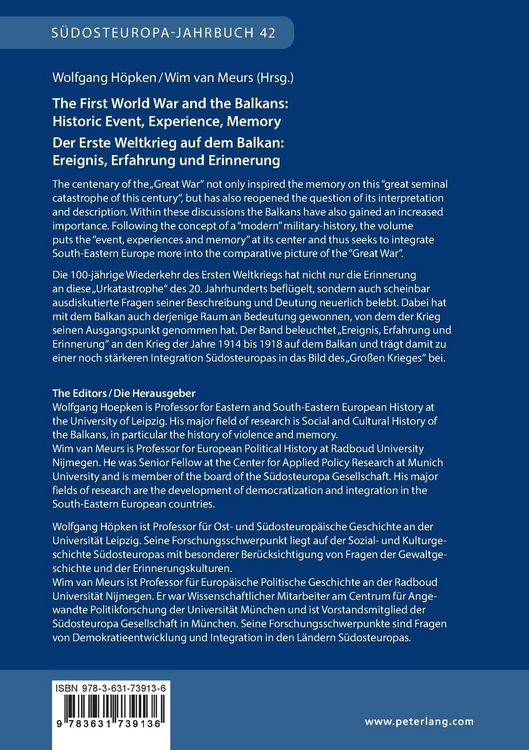 Produktbild: The First World War and the Balkans: Historic Event, Experience, Memory Der Erste Weltkrieg auf dem Balkan: Ereignis, Erfahrung und Erinnerung