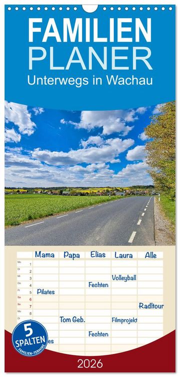 Produktbild: Familienplaner 2026 - Unterwegs in Wachau mit 5 Spalten (Wandkalender, 21 x 45 cm) CALVENDO