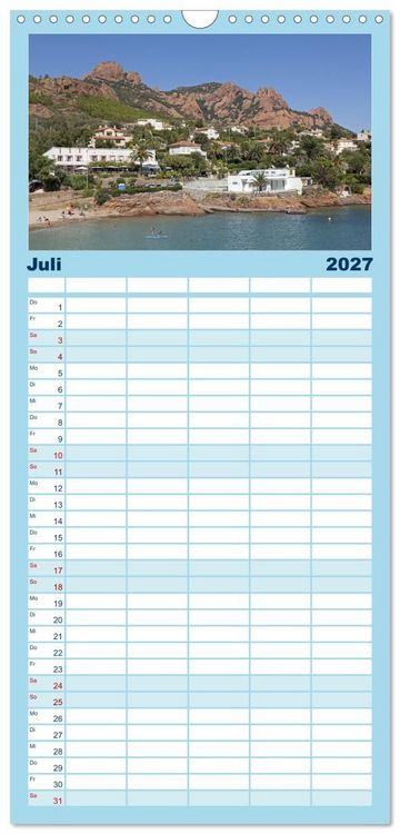 Produktbild: Familienplaner 2027 - C&ocirc;te d&rsquo;Azur - Sehnsuchtsort am Mittelmeer mit 5 Spalten (Wandkalender, 21 x 45 cm) CALVENDO