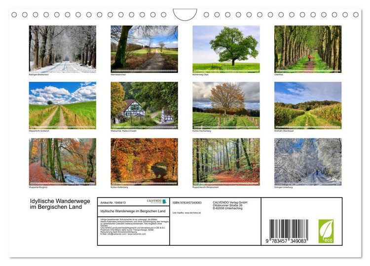 Produktbild: Idyllische Wanderwege im Bergischen Land (Wandkalender 2026 DIN A4 quer), CALVENDO Monatskalender