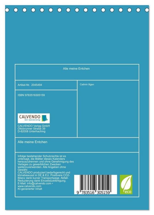 Produktbild: Alle meine Entchen (Tischkalender 2026 DIN A5 hoch), CALVENDO Monatskalender