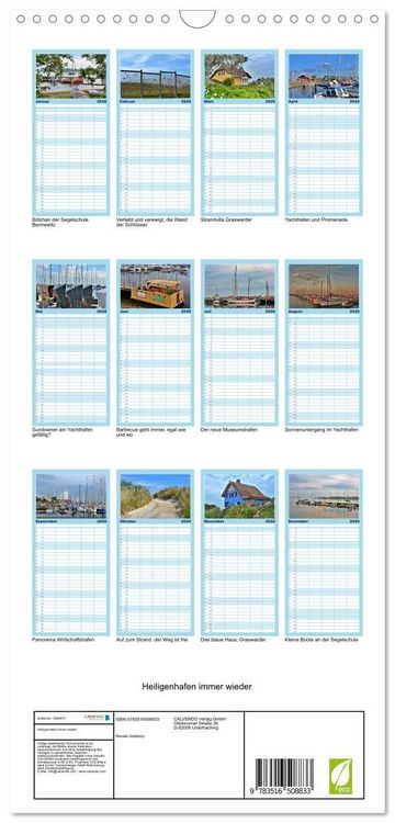 Produktbild: Familienplaner 2026 - Heiligenhafen immer wieder mit 5 Spalten (Wandkalender, 21 x 45 cm) CALVENDO