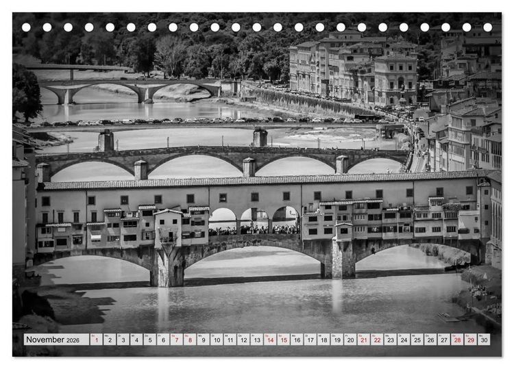 Produktbild: FLORENZ Monochrome Impressionen (Tischkalender 2026 DIN A5 quer), CALVENDO Monatskalender