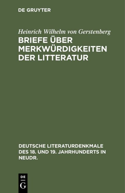 Produktbild: Briefe &uuml;ber Merkw&uuml;rdigkeiten der Litteratur
