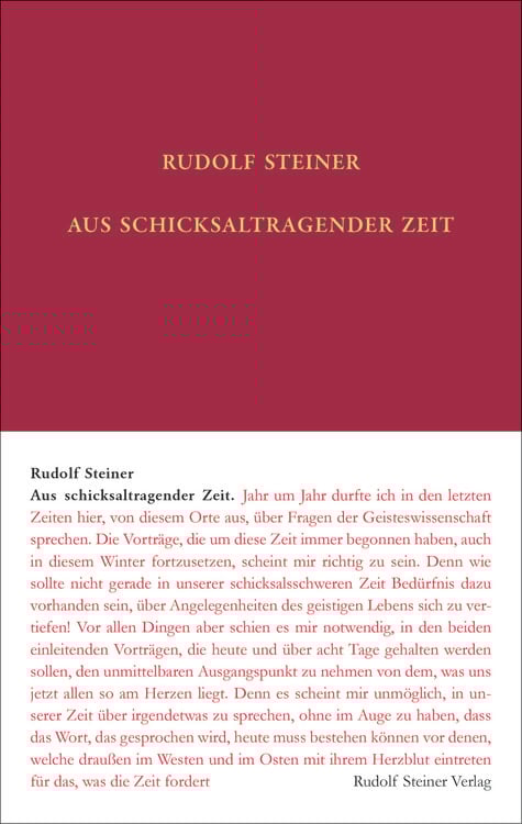 Bild vom Artikel Aus schicksaltragender Zeit vom Autor Rudolf Steiner