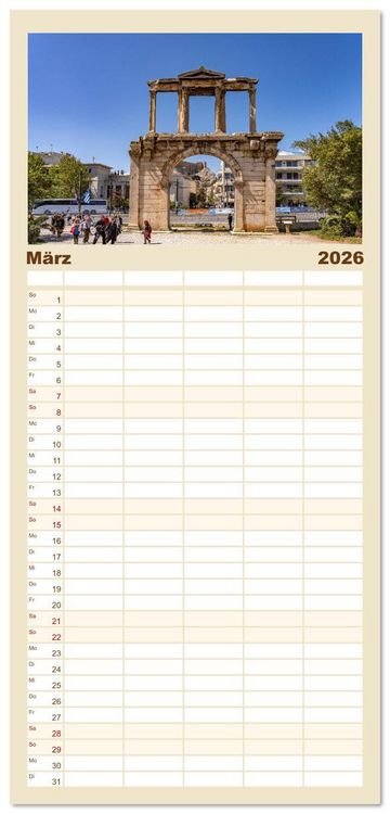 Produktbild: Familienplaner 2026 - Griechenland - Athen mit 5 Spalten (Wandkalender, 21 x 45 cm) CALVENDO